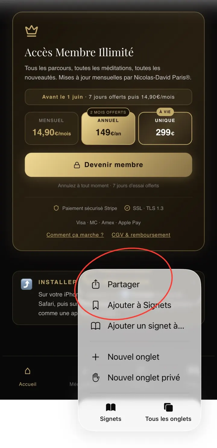 Étape 2 — Choisissez «&nbsp;Partager&nbsp;»