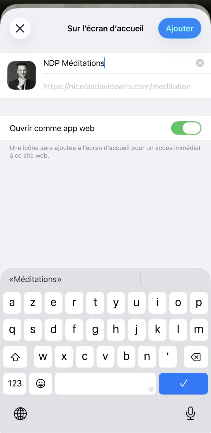 Étape 4 — Nommez l'app et touchez «&nbsp;Ajouter&nbsp;»